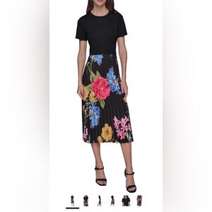 Karl Lagerfeld Women's Printed Pleated Satin Shirt Dress 18